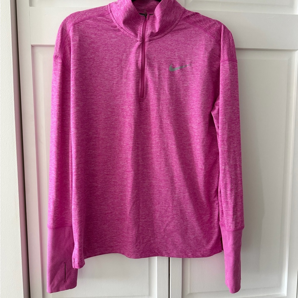 Nike Dri-Fit Pink 1/4 Zip Running Pullover Size S Reflective Logo